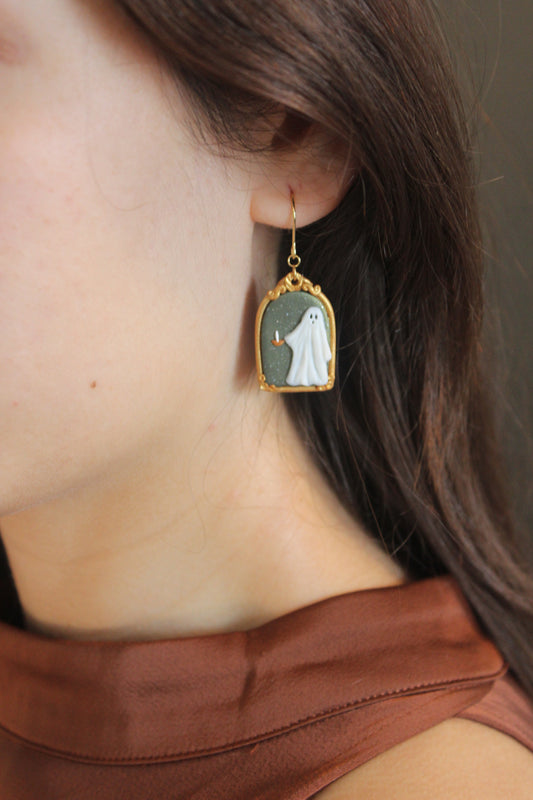 Halloween Ghost and Candle Handmade Polymer Clay Earrings