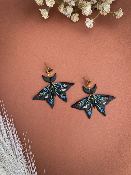 Gothic Moth Handmade Polymer Clay Earrings