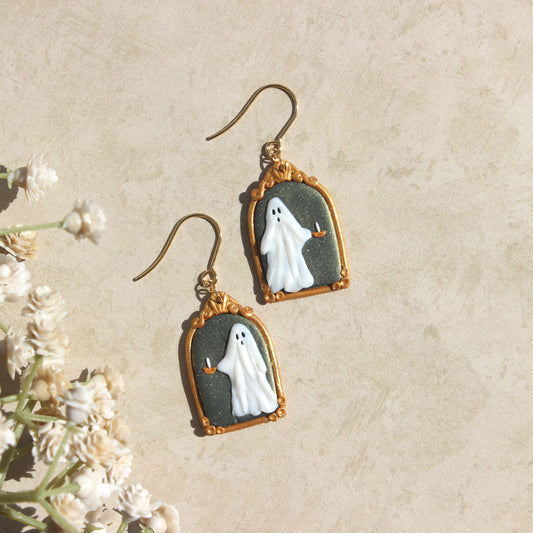 Halloween Ghost and Candle Handmade Polymer Clay Earrings